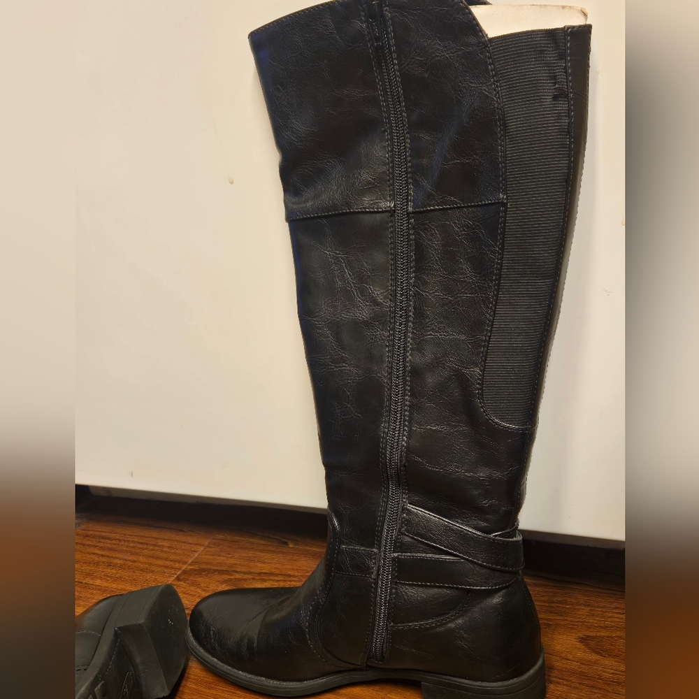 Roccio By Yuu Womens Knee High Wide Fit Black Riding Boots Size 8.5 - Picture 5 of 12